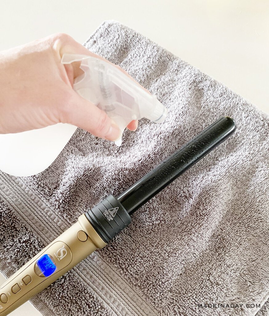 mist a curling wand with water to cool it down