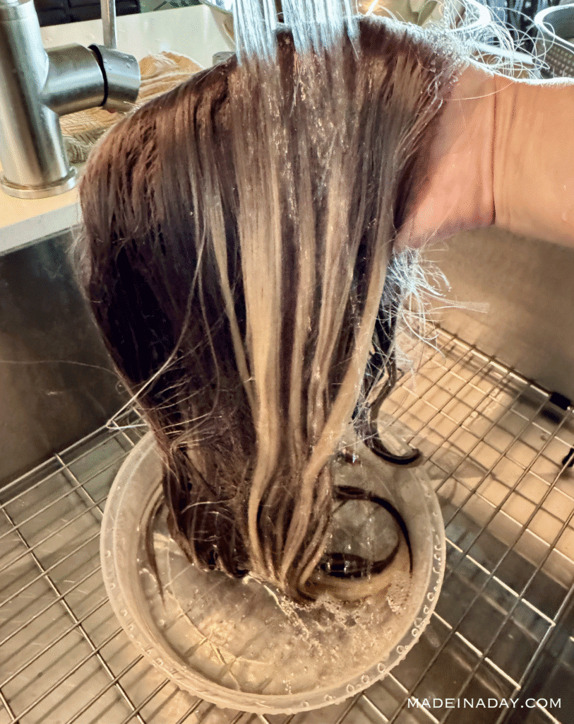 rinse human hair wig in warm water